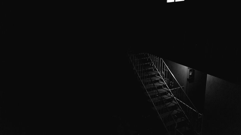 stairs, dark, bw, room, 4k