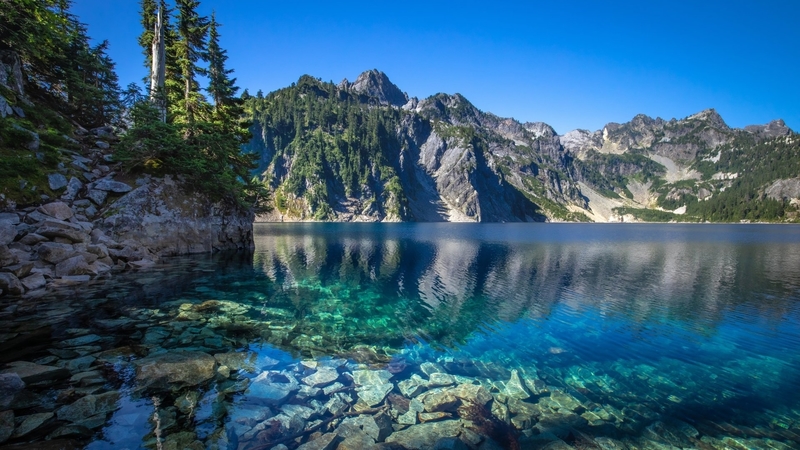 lakes, mountains, rocks, nature
