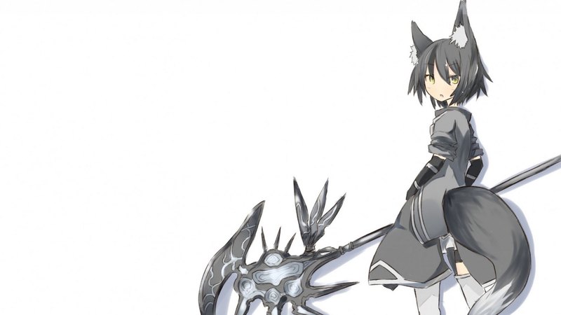 anime, usagi, ears, cute, cool, grey, weapon, shirogane, fox, girl