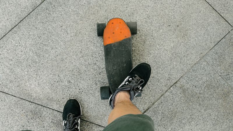 skateboard, legs, sneakers, 4k