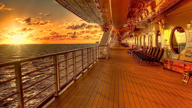 ship, sea, nature, sunset