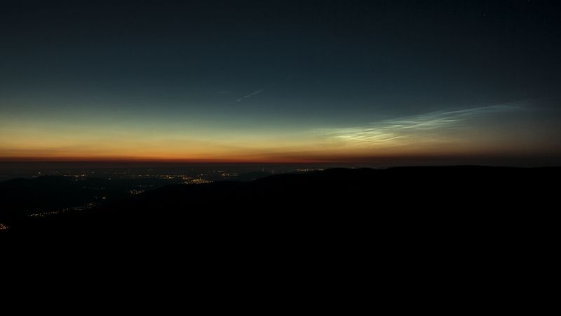 night city, city lights, top view, skyline, sky, 4k