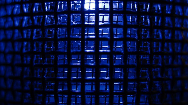 lattice, grid, blue, dark, 4k