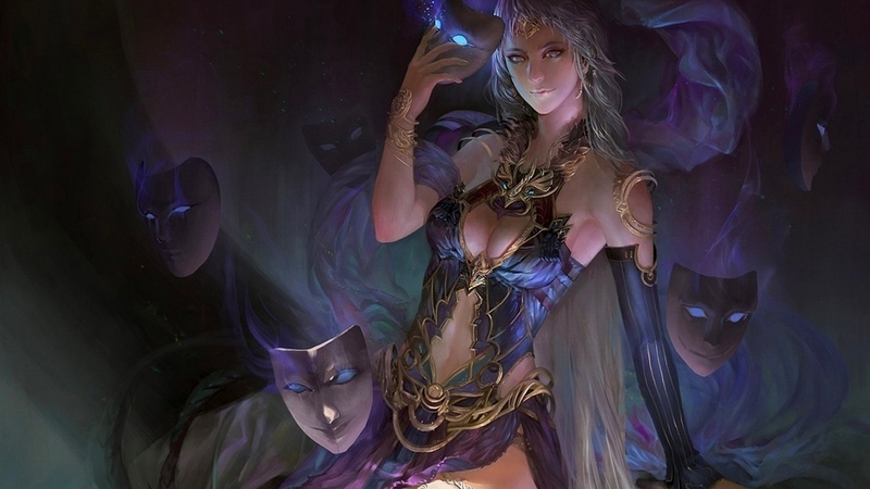 art, luminos, gjschoolart, fantasy, girl, purple, dark, queen of darkness, mask