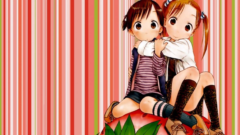 girls, strawberry, marshmallow, anime