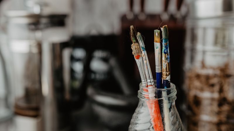brushes, artistic, paints, 4k