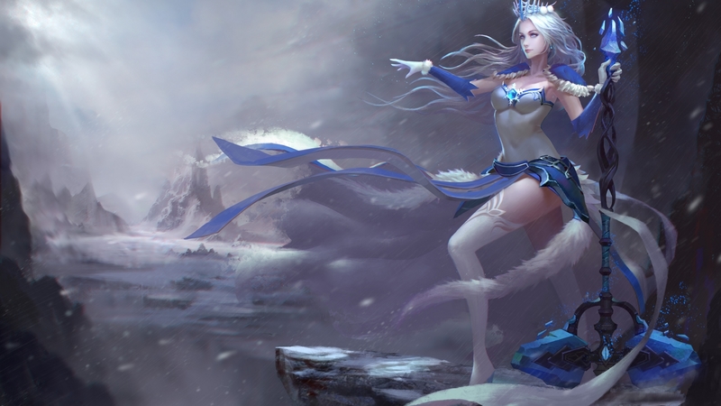 frumusete, luminos, game, heroes of newerth, winter shaman, fantasy, girl, white, blue