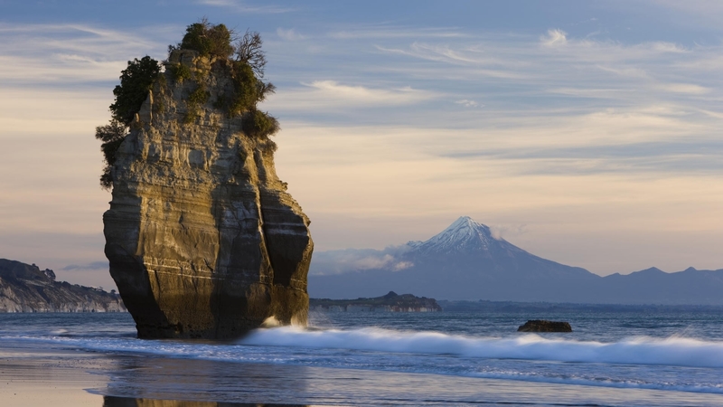 beach, rocks, water, mountains, nature, waves