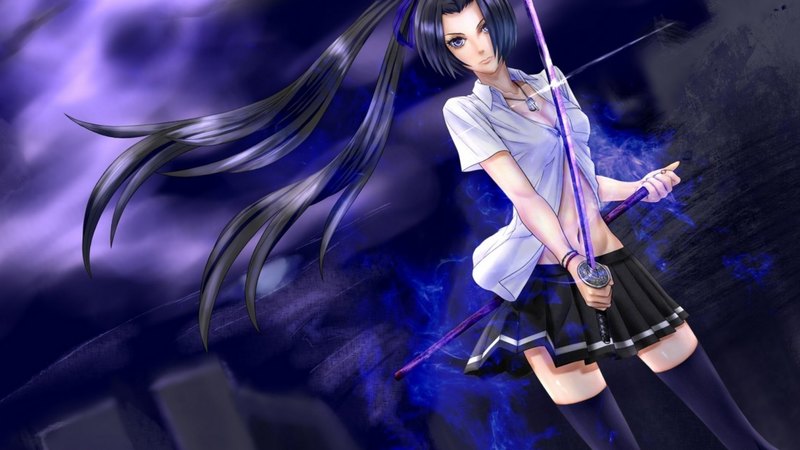 moon, night, anime, mist