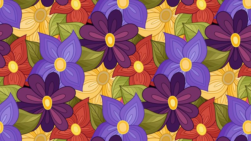 patterns, flowers, multicolored, vector, 4k