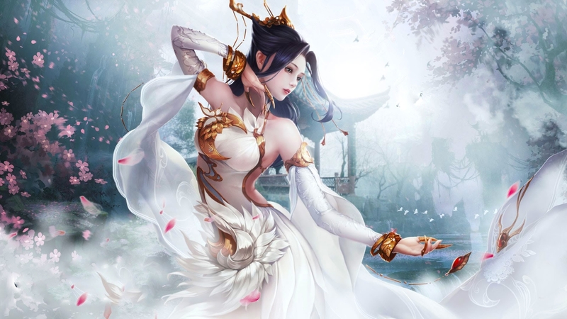pretty, art, female, beautiful, woman, dancing, fantasy, girl, serene, digital, asian, beauty, white