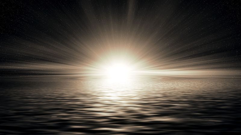 horizon, sunlight, radiance, ripples, 4k