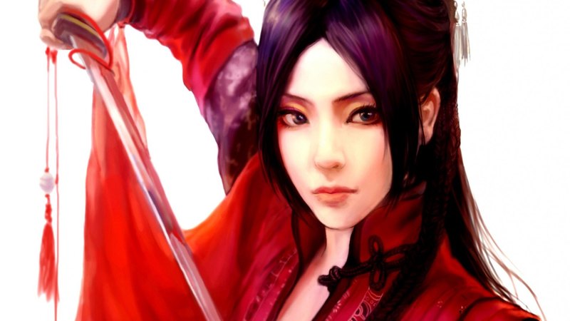 warrior, woman, sword, wuxia