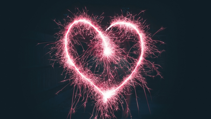 fireworks, heart, black, valentine, card