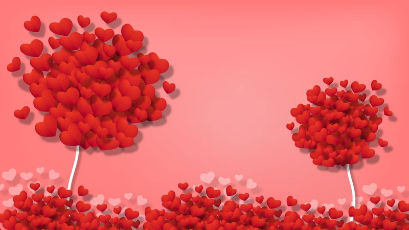 hearts, love, art, tree, 4k