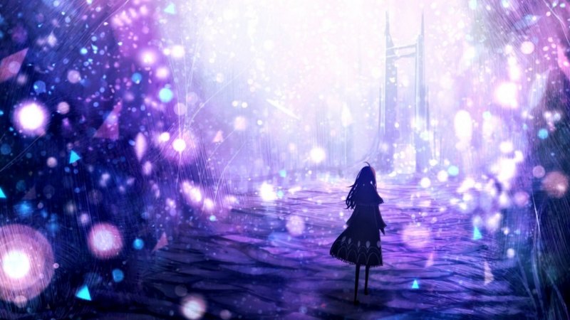 bou nin, purple, luminos, girl, anime, manga, pink, blue