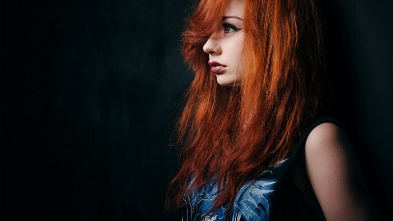 beauty, piercing, tshirt, redhead