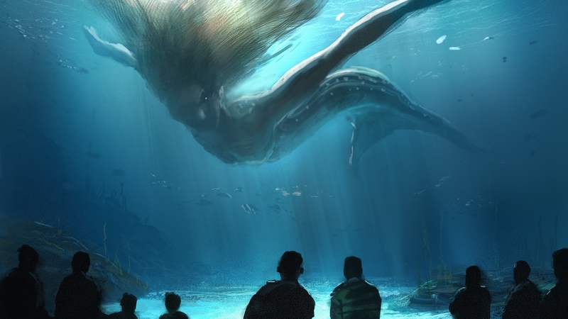 fantasy, water, luminos, people, mermaid, captive, blue, art, denis loebner, silhouette