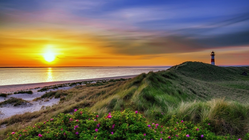 ocean, sky, nature, sunset