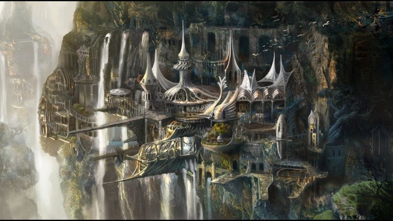 art, fantasy, bird, castle