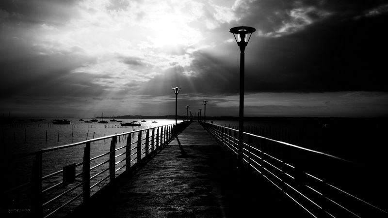 pier, bw, sea, saint-jean-cap-ferrat, france, 4k