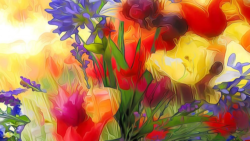 oil painting, art, flowers, abstract