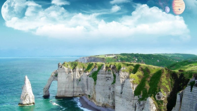 cliff, coastline, arch, ocean