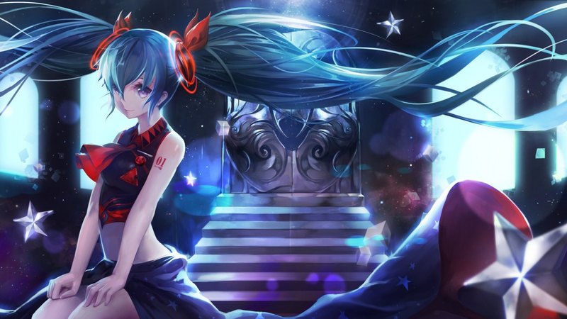 miku, red, vocaloid, anime