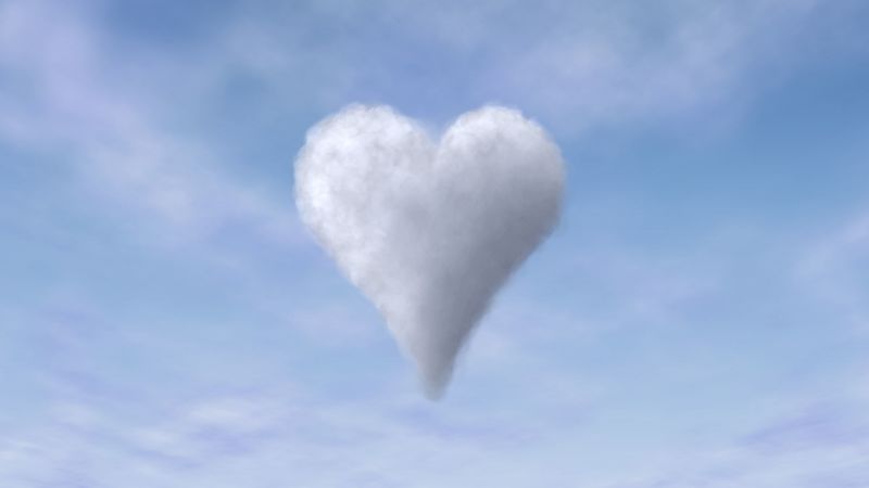 heart, clouds, sky, porous, lightness, 4k