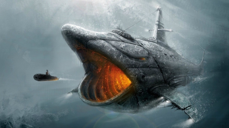 fish, submarine, steampunk, fantasy