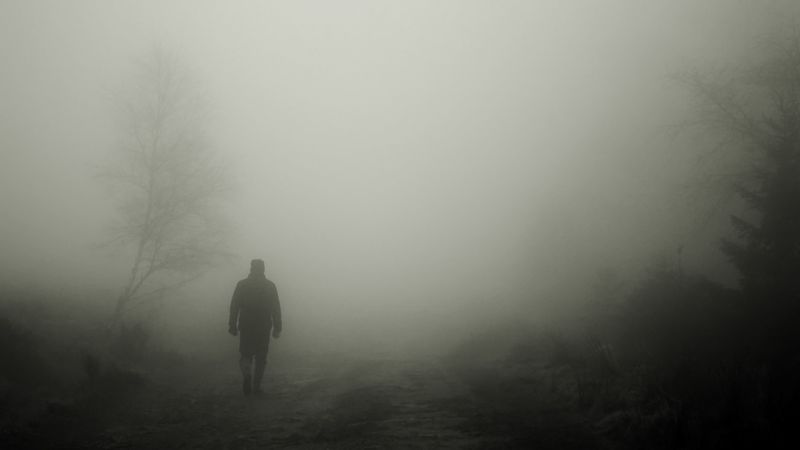 silhouette, fog, loneliness, alone, 4k