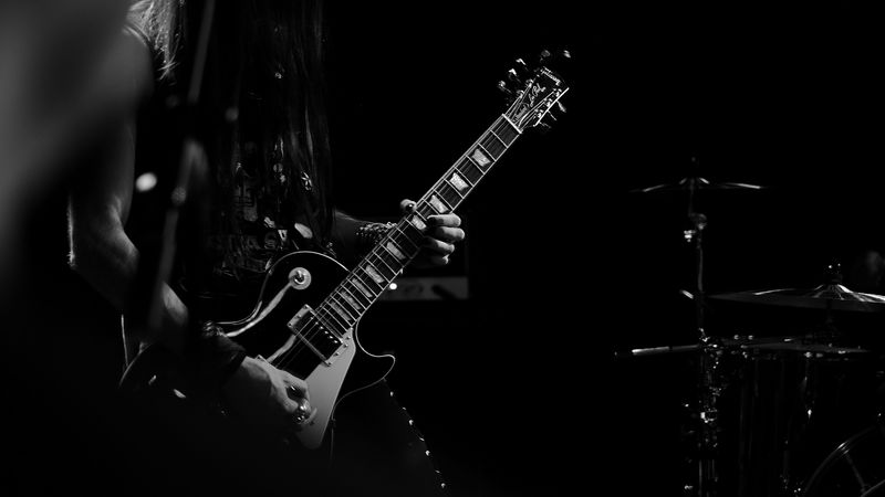 guitar, guitarist, bw, musician, 4k