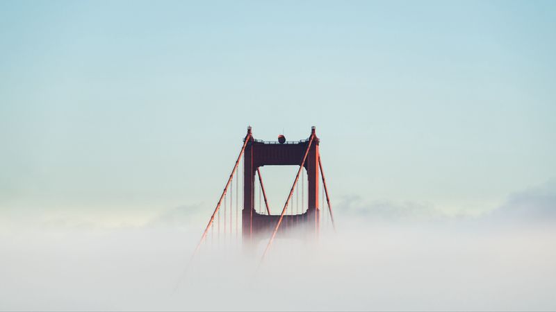 bridge, clouds, minimalism, golden gates, san francisco, 4k