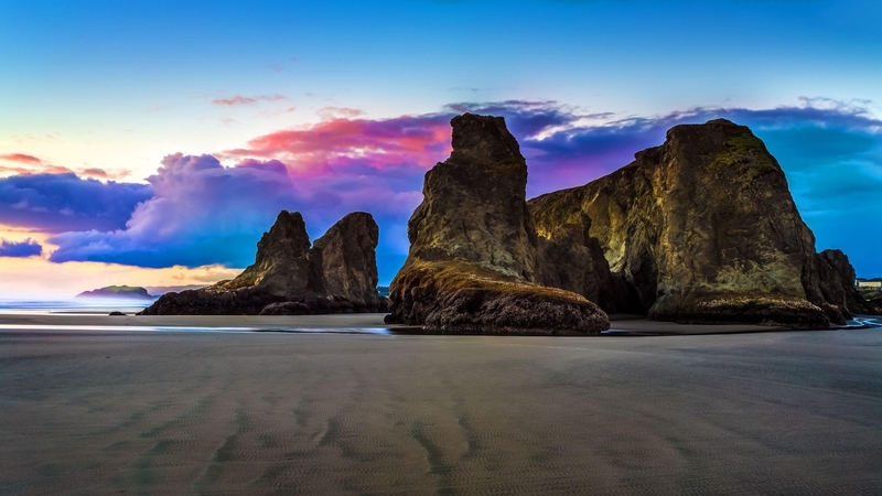 beach, shore, sand, nature, cliff, clouds, sky, sea