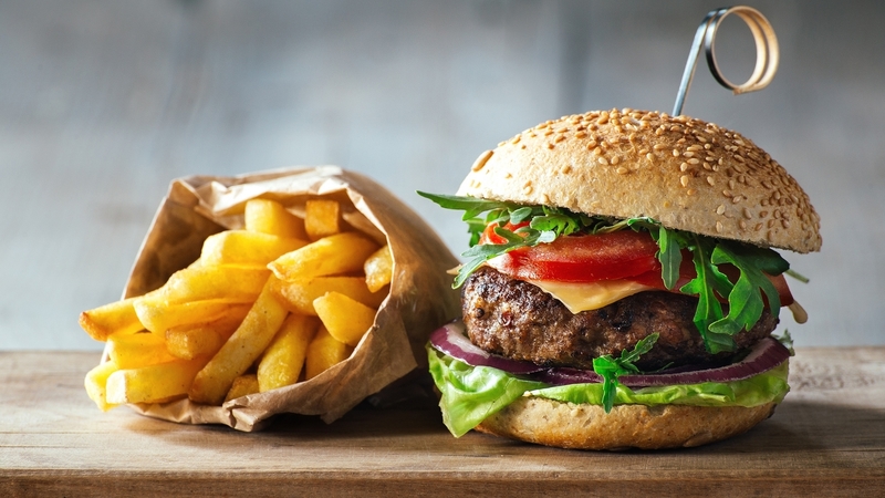 photo, food, burger, chips