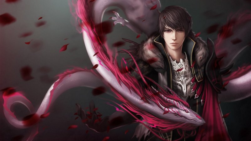 red, guy, manga, black, man, dragon, spirit, boy, fantasy, anime, pink