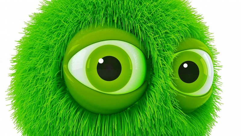 fuzzy, 3d, monster, green