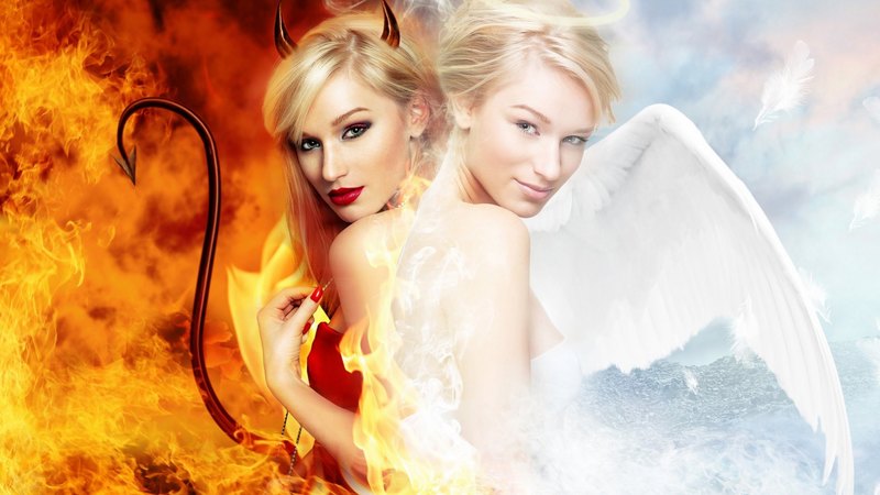 woman, devil, angel, people