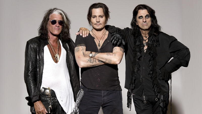 male, hollywood vampires rock, music, band, black, man, singer, joe perry, trio, people, alice cooper, white, actor, johnny depp