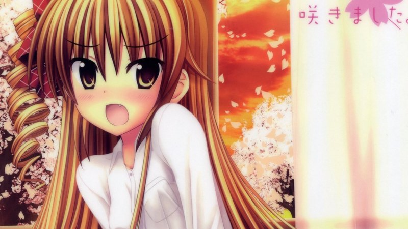 cute, long hair, anime, blush