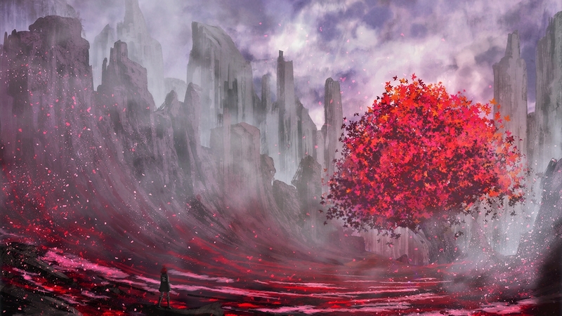 tree, fantasy, girl, magic, landscape