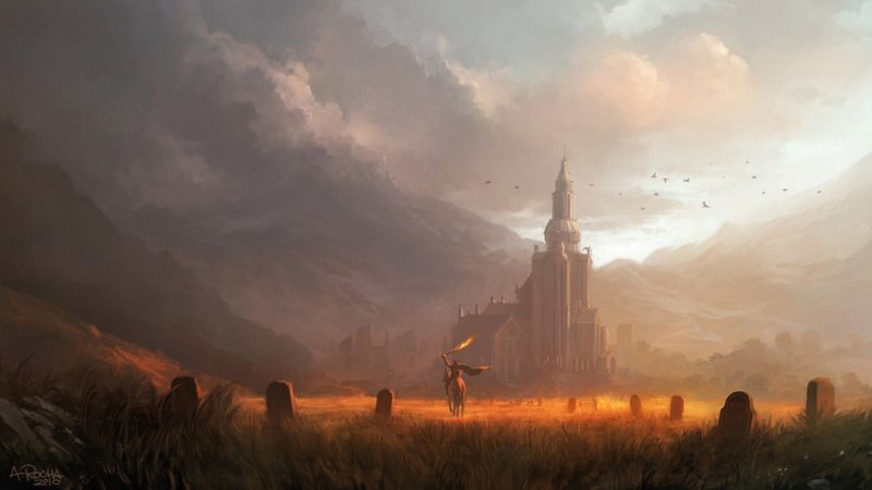 fantasy, warrior, magic, horse, castle, landscape