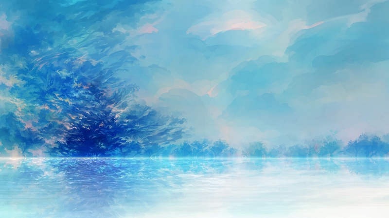 anime, summer, manga, heriki, sky, blue, cloud, vara, water, reflection