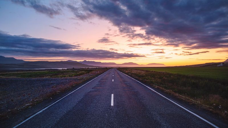 road, marking, distance, fog, 4k