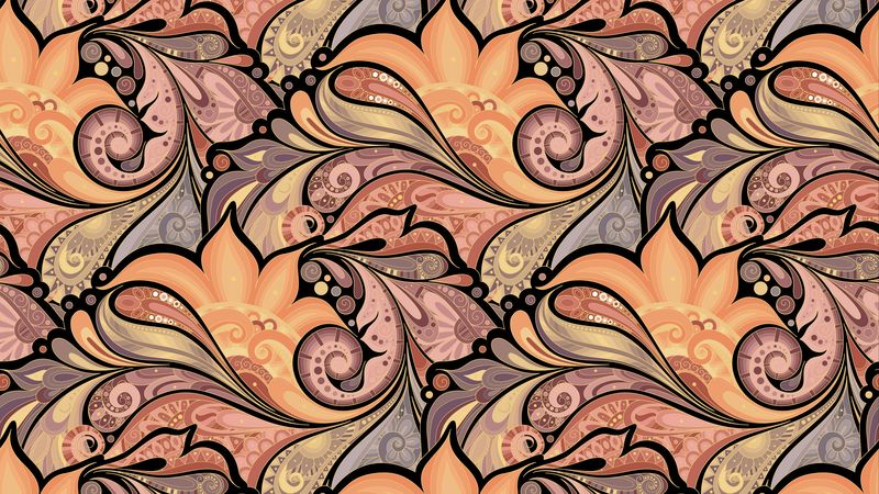 doodles, patterns, vector, flowers, leaves, 4k