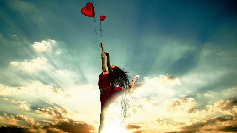art, female, lovely, beautiful, sky, woman, happy, photography, fantasy, girl, balloons, digital, girl jumping