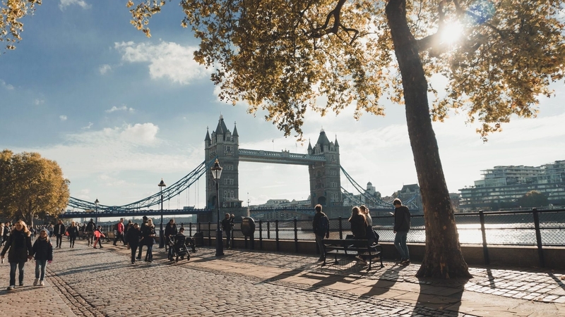 promenade, autumn, tree, london, thames, uk, tower bridge