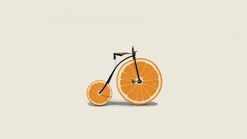 bicycle, minimalism, orange, bicicleta, creative