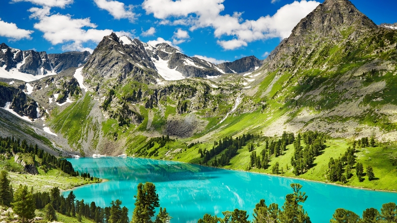 hills, rocks, beautiful, sky, lake, mountain, reflecton, cliffs, serenity