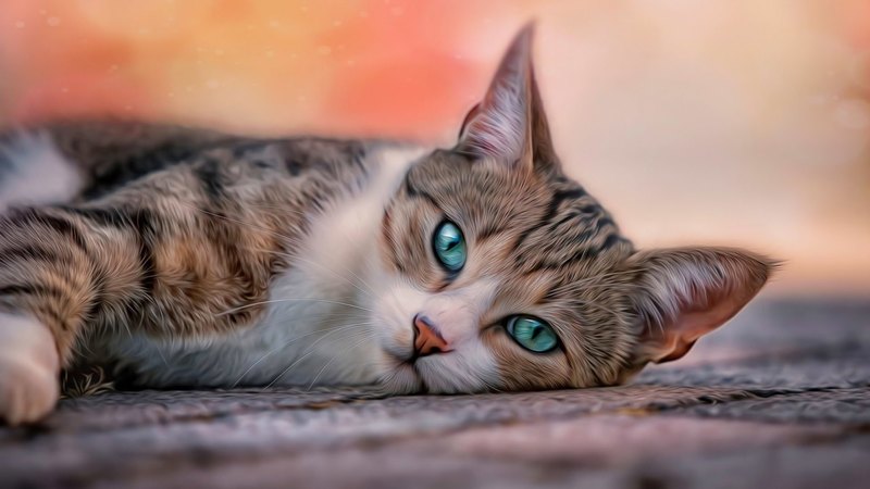 sad, cat, blue eyes, artwork